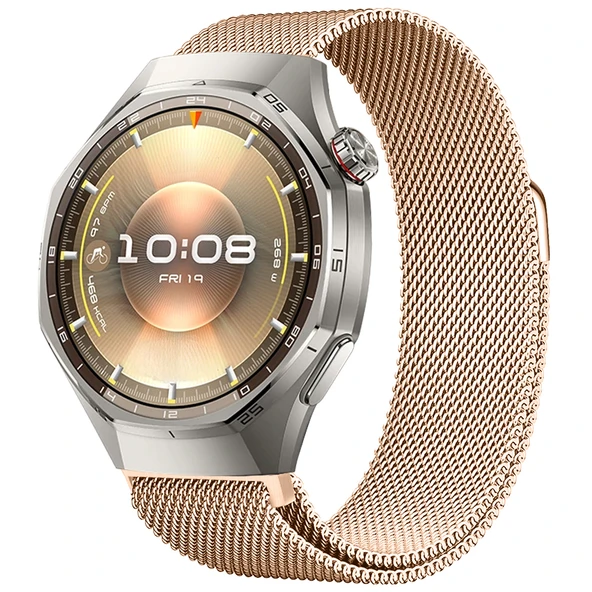Huawei Watch GT6 Pro 46mm Uyumlu Manyetik Milanese Loop Metal Kordon  Rose Gold ürün görseli 1