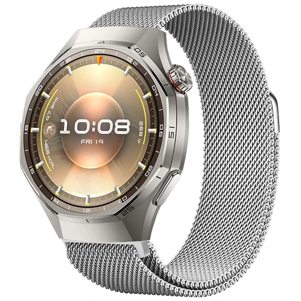 Huawei Watch GT6 Pro 46mm Uyumlu Manyetik Milanese Loop Metal Kordon  Gümüş ürün görseli 1