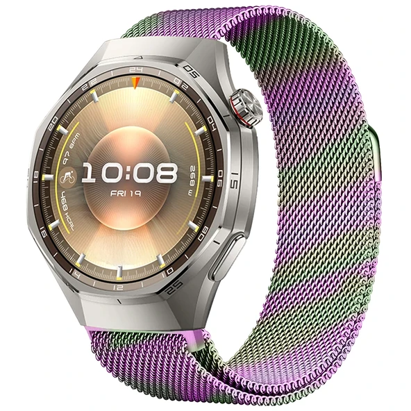Huawei Watch GT6 Pro 46mm Uyumlu Manyetik Milanese Loop Metal Kordon  Rainbow ürün görseli 1