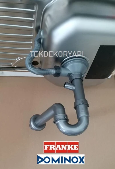 DOMİNOX FRANKE EVYE SİFON TAKIMI KARE TAŞMALI ürün görseli 1