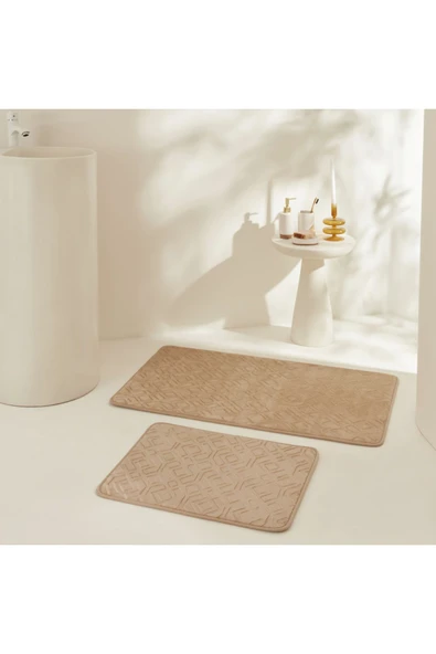 Figure Embos 2'li Banyo Paspası Kahverengi ürün görseli 1