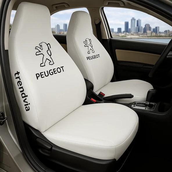 Peugeot Beyaz Renk Ön Arka Koltuk Kılıfı Penye Servis Tipi Araba Koltuk Koruyucu ürün görseli 1