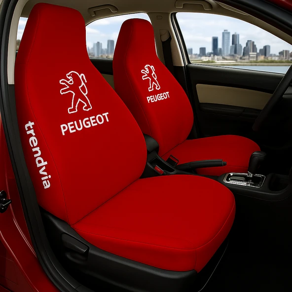 Peugeot Kırmızı Renk Ön Arka Koltuk Kılıfı Penye Servis Tipi Araba Koltuk Koruyucu ürün görseli 1
