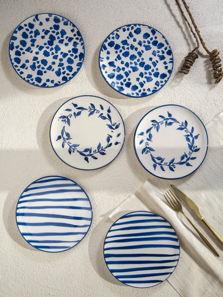Bleu Fleur 6lı Pasta Tabağı Seti- 19 cm. ürün görseli 1