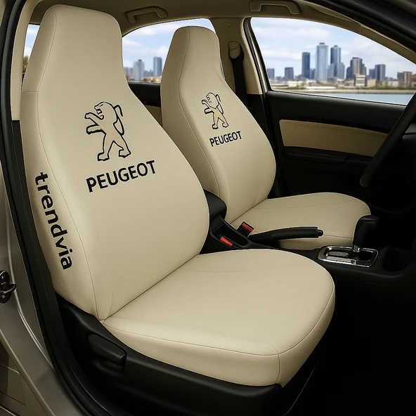 Peugeot Bej Renk Ön Arka Koltuk Kılıfı Penye Servis Tipi Araba Koltuk Koruyucu ürün görseli 1
