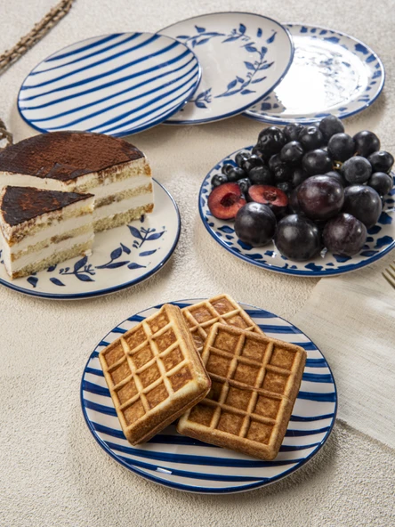 Bleu Fleur 6lı Pasta Tabağı Seti- 19 cm. - Resim 7