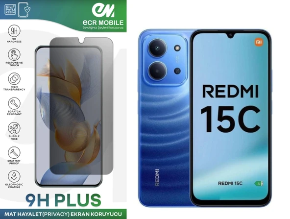 Redmi 15C ile Uyumlu Ekran Koruyucu 9H Esnek Nano Kırılmayan MAT HAYALET(Privacy) ürün görseli 1