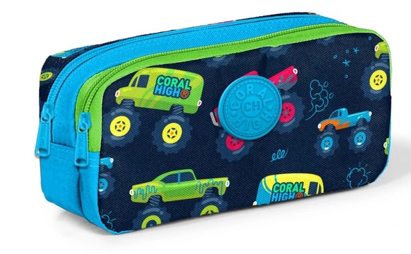 Coral High Kids İki Bölmeli Monster Truck Baskılı Kalemlik - Erkek ürün görseli 1