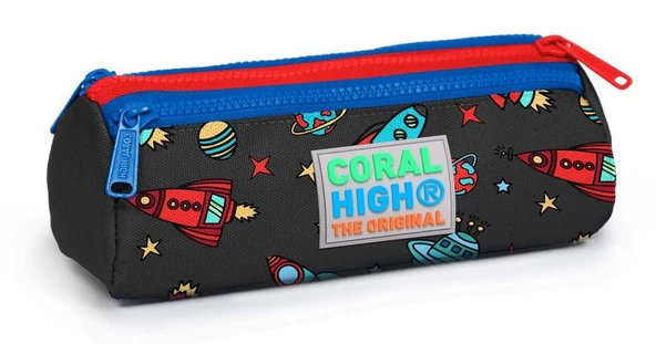 Coral High Kids Gezegen ve Uzay Desenli Üç Bölmeli Kalem Çantası - Erkek ürün görseli 1