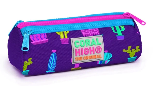 Coral High Kids Kaktüs Desenli Üç Bölmeli Kalem Çantası - Kız ürün görseli 1