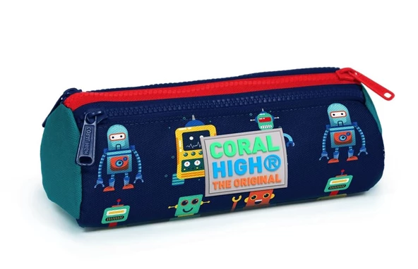 Coral High Kids Lacivert Robotler Üç Bölmeli Kalem Çantası - Erkek ürün görseli 1