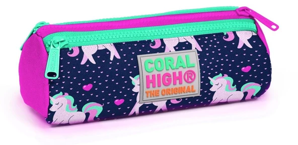 Coral High Kids Unicorn Desenli Üç Bölmeli Kalem Çantası - Kız ürün görseli 1