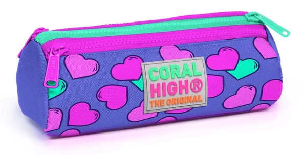 Coral High Kids Mor Kalpler Desenli Üç Bölmeli Kalem Çantası - Kız ürün görseli 1