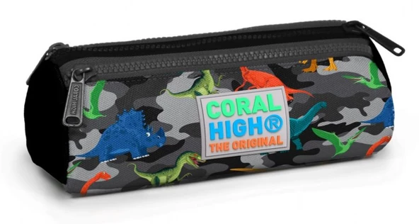 Coral High Kids Dinazorlar Baskılı Üç Bölmeli Kalem Çantası - Erkek ürün görseli 1