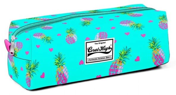 Coral High Tek Gözlü Yeşil Ananas Desenli Kalem Çantası - Kız ürün görseli 1