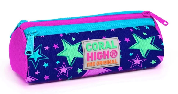 Coral High Kids Yıldız Desenli Üç Bölmeli Kalem Çantası - Kız ürün görseli 1