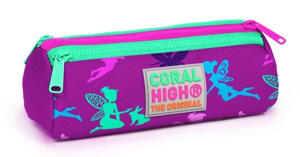 Coral High Kids Peri Desenli Üç Bölmeli Kalem Çantası - Kız ürün görseli 1