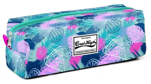 Coral High Tek Gözlü Yeşil Ananas Desenli Kalem Çantası - 22221 ürün görseli 1