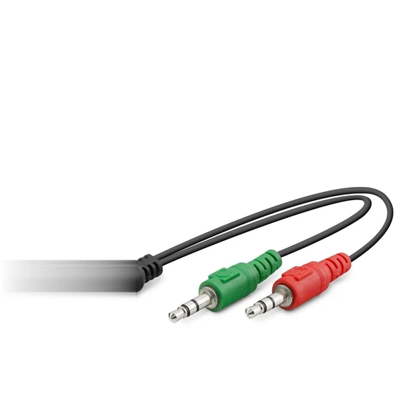 2 x 3.5 Mm To 3.5 Mm F Kablo 2Lıne Mikrofon + Kulaklık 20Cm Siyah HDX1053 ürün görseli 1
