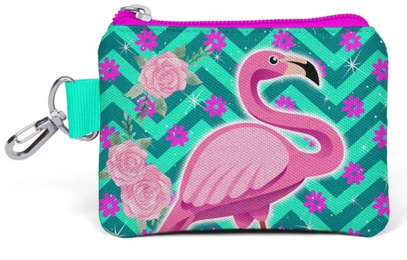 Coral High Kids Flamingo Desenli Bozuk Para Çantası - Yeşil / Pembe - Kız Çocuk 21757 ürün görseli 1