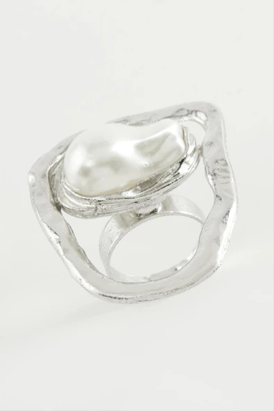 Oval İnci Metal Yüzük - Resim 3