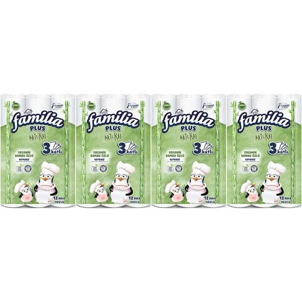 Familia Kağıt Havlu Natural (3 Katlı) Organik Bambu özlü 48 Li Pk  (4PK*12) ürün görseli 1
