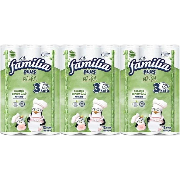 Familia Kağıt Havlu Natural (3 Katlı) Organik Bambu özlü 36 Lı Pk  (3PK*12) ürün görseli 1