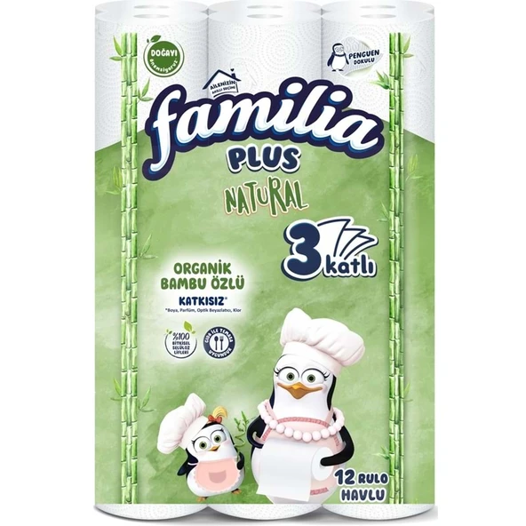 Familia Kağıt Havlu Natural 12 Li Pk (3 Katlı) Organik Bambu özlü ürün görseli 1