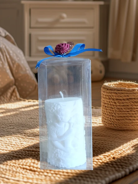 Dekoratif  mum Romantik aşıklar figürlü beyaz renk Kokulu Doğal ürün görseli 1