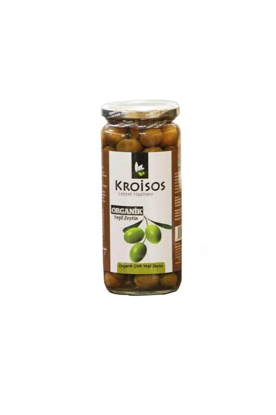 Kroisos Organik Çizik Yeşil Zeytin 300 GR ürün görseli 1