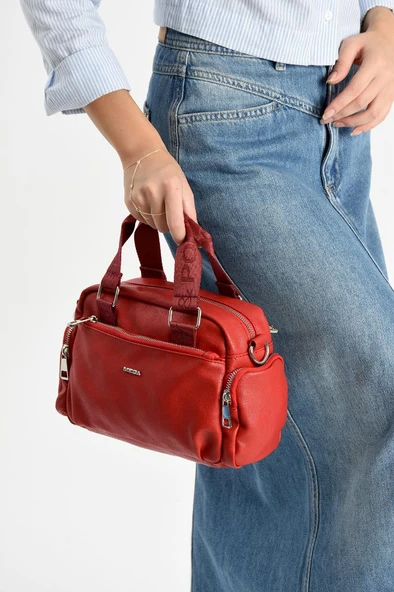 Suni Deri Kadın Omuz Çantası 25*17 Cm Çapraz Askılı Postacı Çanta Mega Bag Vegan Deri Kol Çantası ürün görseli 1
