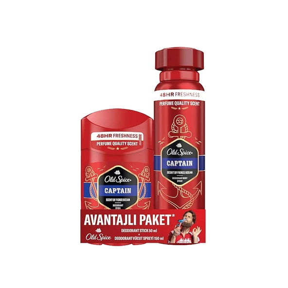 Old Spice Captain Deodorant Stick 50 ml + Captain Deodorant Vücut Spreyi 150 ml Avantajlı Paket ürün görseli 1