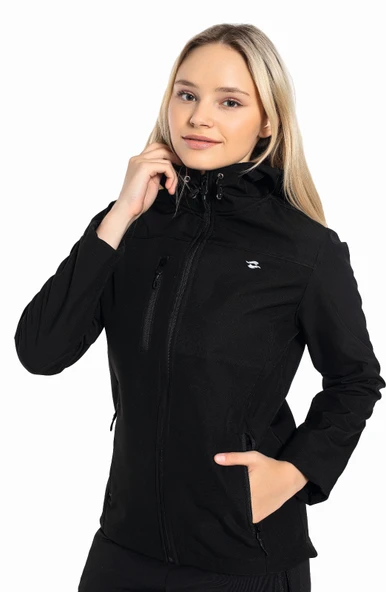 Crozwise Siyah Kadın Su Geçirmez Softshell Outdoor Mont / Ceket - 5037-10 ürün görseli 1