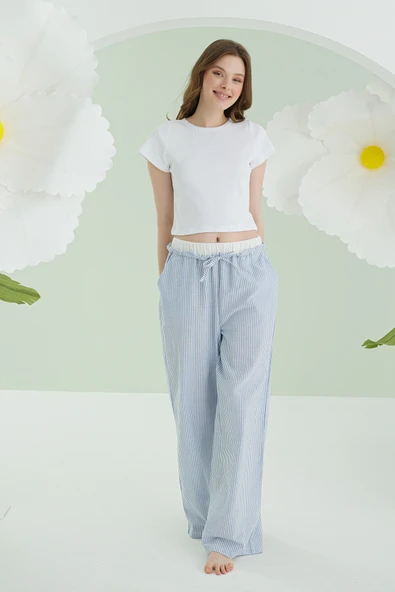 Mavi Crop Pijama Takım ürün görseli 1