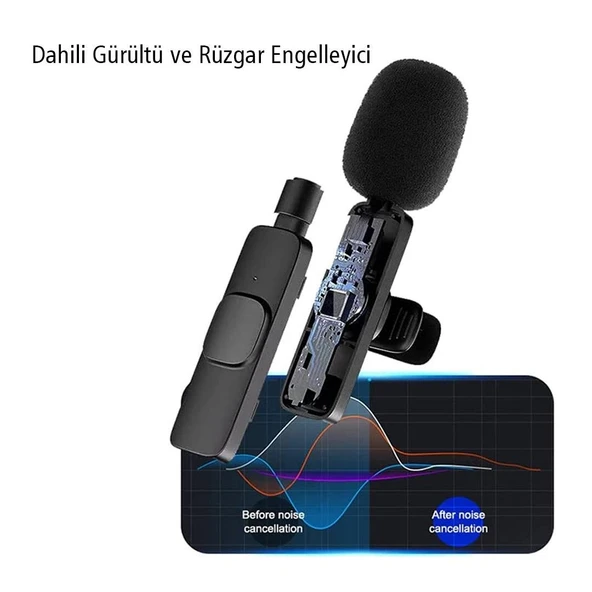 Magicvoice K8 Kablosuz Type-C Vlogger Yaka Mikrofonu - Resim 3