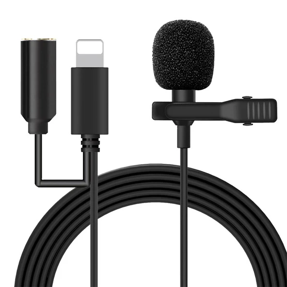 Powermaster JH-041-A Cep Telefonu için Ligthning Girişli Youtuber Yaka Mikrofonu ürün görseli 1