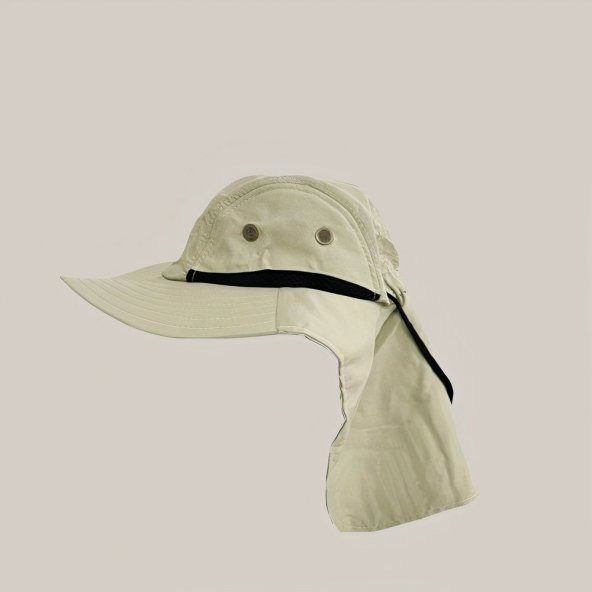 Ergonomik Unisex Krema Beyazı Trekking Safari Şapkası ürün görseli 1