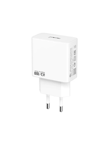 Iq 100I 2.4A Şarj Adaptörü + Lightning USB Kablo Beyaz - Resim 2