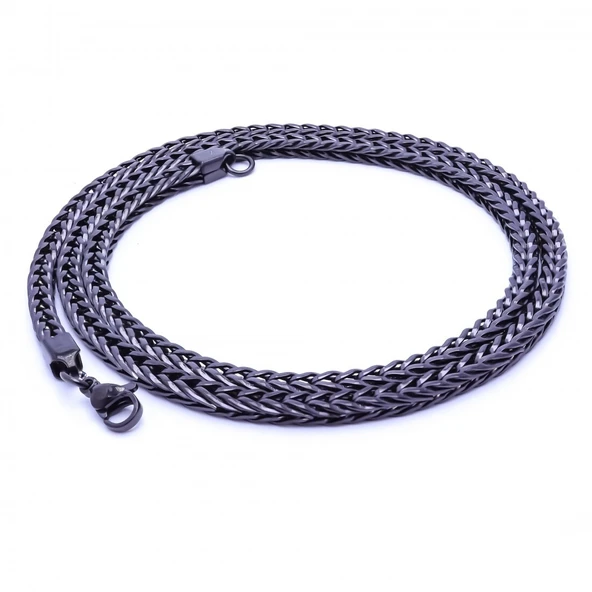 Oval Kral Bakla Örgülü Çelik Kolye 4Mm 3183CEK024 ürün görseli 1