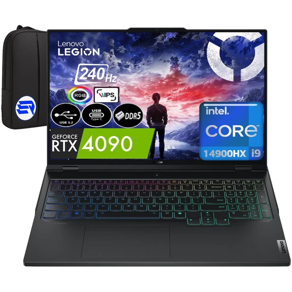 Lenovo Legion Pro 7 Intel Core I9-14900HX 48GB Ram 1tb SSD Rtx 4090 16" WIN11 Home Wqxga 83DE002KTREP1 + Elektropasaj Çanta ürün görseli 1