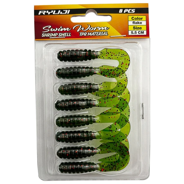 Ryuji Swim Worm 5.5cm 8 Adet LRF Silikon Yem  Flake ürün görseli 1