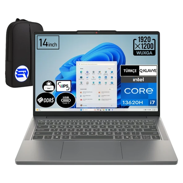 Lenovo Ideapad Slim 3 Intel Core I7-13620H 24 GB Ram 2tb WIN11 Pro Wuxga 14'' 83K0002ATREP5 + Elektropasaj Çanta ürün görseli 1