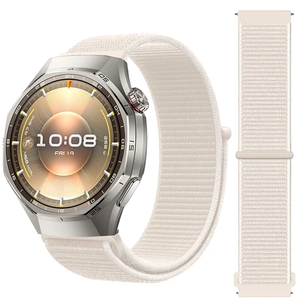 Huawei Watch GT6 Pro 46mm İle Uyumlu Ayarlanabilir Cırt Cırtlı Yumuşak Spor Kumaş Örgü Kordon  Starlight ürün görseli 1