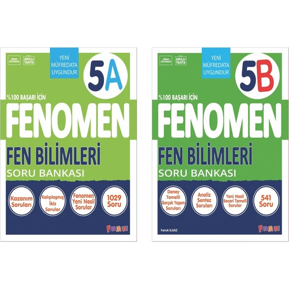 5. Sınıf Fenomen Fen Bilimleri Soru Bankası 5A - Fen Bilimleri Soru Bankası 5B 2'li Set ürün görseli 1