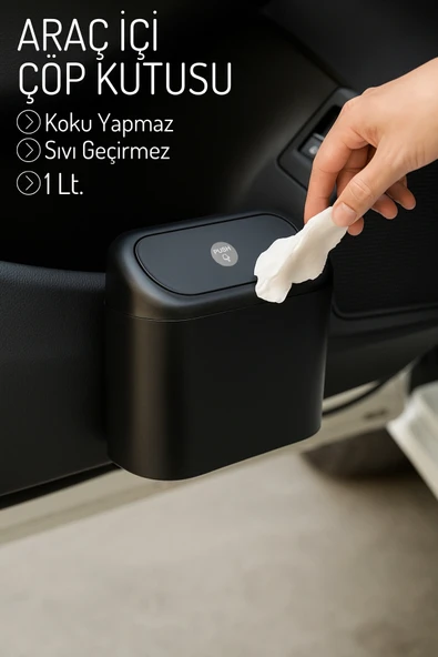 Mithra Life Kapaklı Taşınabilir Araç İçi Mini Çok Amaçlı Çöp Kutusu MIT1254 ürün görseli 1