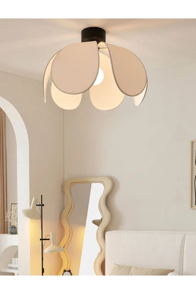 burenze Modern Tasarım Rose Çiçek Tavan Avize Açık Krem Kumaş Salon Hol Mutfak Oturma Odası Avizesi ürün görseli 1