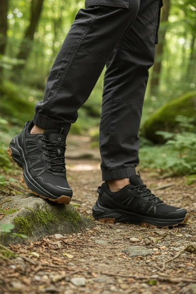Siyah Su Geçirmez Erkek Outdoor Ayakkabı ürün görseli 1
