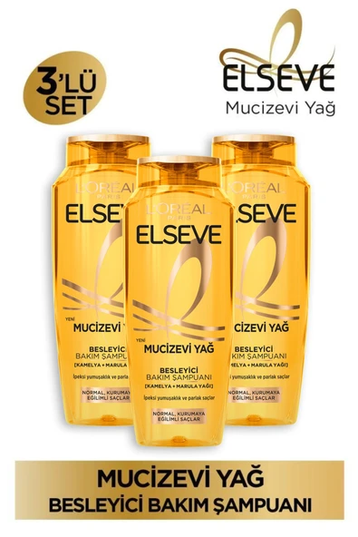 Elseve 3'lü 400ml Mucizevi Yağ Besleyici Bakım Şampuan Seti ürün görseli 1