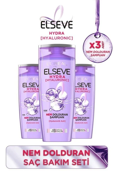 Elseve Loreal Hydra (hyaluronik Asit) Nem Dolduran Şampuan 390 Ml X 3 Adet ürün görseli 1