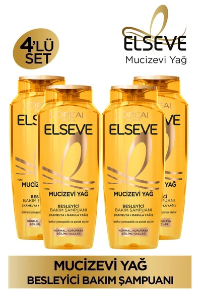 Elseve L'Oréal Paris Elseve Mucizevi Yağ Besleyici Bakım Şampuanı 400 ml 4'lü Set ürün görseli 1